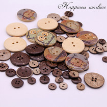 Environmental protection children coconut button two eye coconut shell button natural wood coconut button clothing home textile decoration DIY
