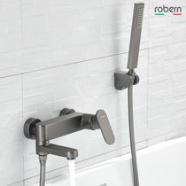 robern gun grey bathtub tap full copper hot and cold shower water mixing valve nozzle simple shower head suit spin