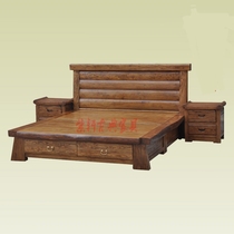 Solid wood bed heavy old elm bed modern simple pastoral style 1 5 meters 1 8 meters double bed natural original ecology