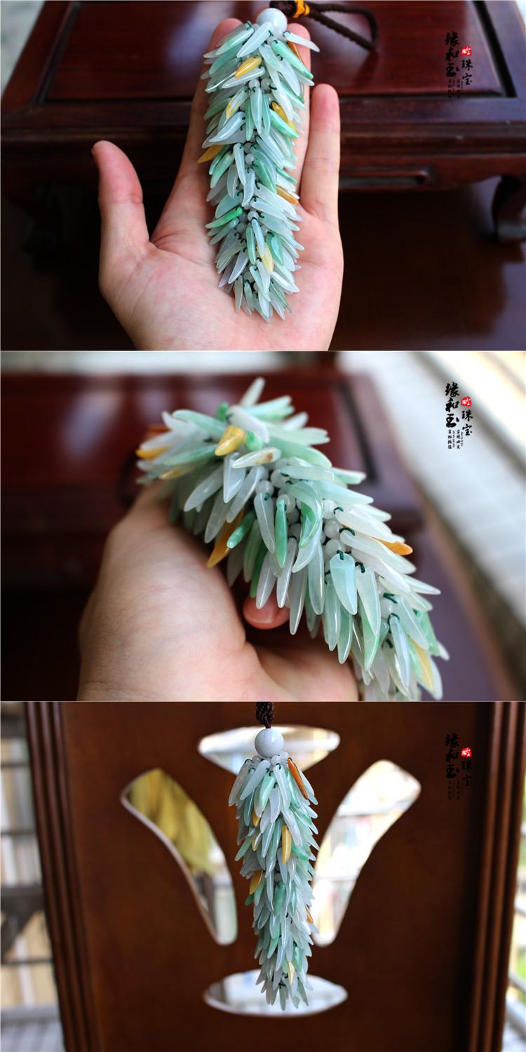 纯天然玉石手动编织 翡翠辣椒车挂 汽车挂饰 车内挂饰 祝红红火火