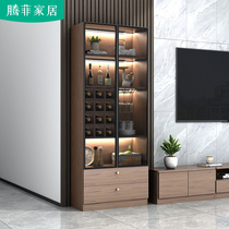 Modern minimalist glass door wine cabinet locker integrated by wall display cabinet home living room storage high cabinet shelve