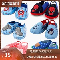 Clearance pick up leakage Korean baby non-slip cotton cloth home shoes Children children flat heel rubber sole floor slippers