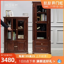 Maine Forest Light Luxury Side Cabinet Wine Cabinet Wine Cabinet American Full Wood Simple TV Side Cabinet Decoration Cabinet Light Luxury Wall Living Room