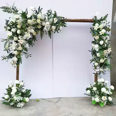 New green lawn forest wedding props happy door solid wood stake arch stump background ornaments wedding decoration