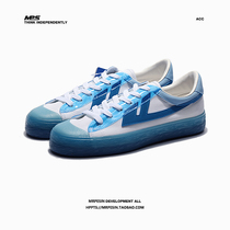 Huili Pepsi Co-name Wang Jiar summer breathable Mens shoes Pepsi jelly shoes canvas shoes mens board shoes