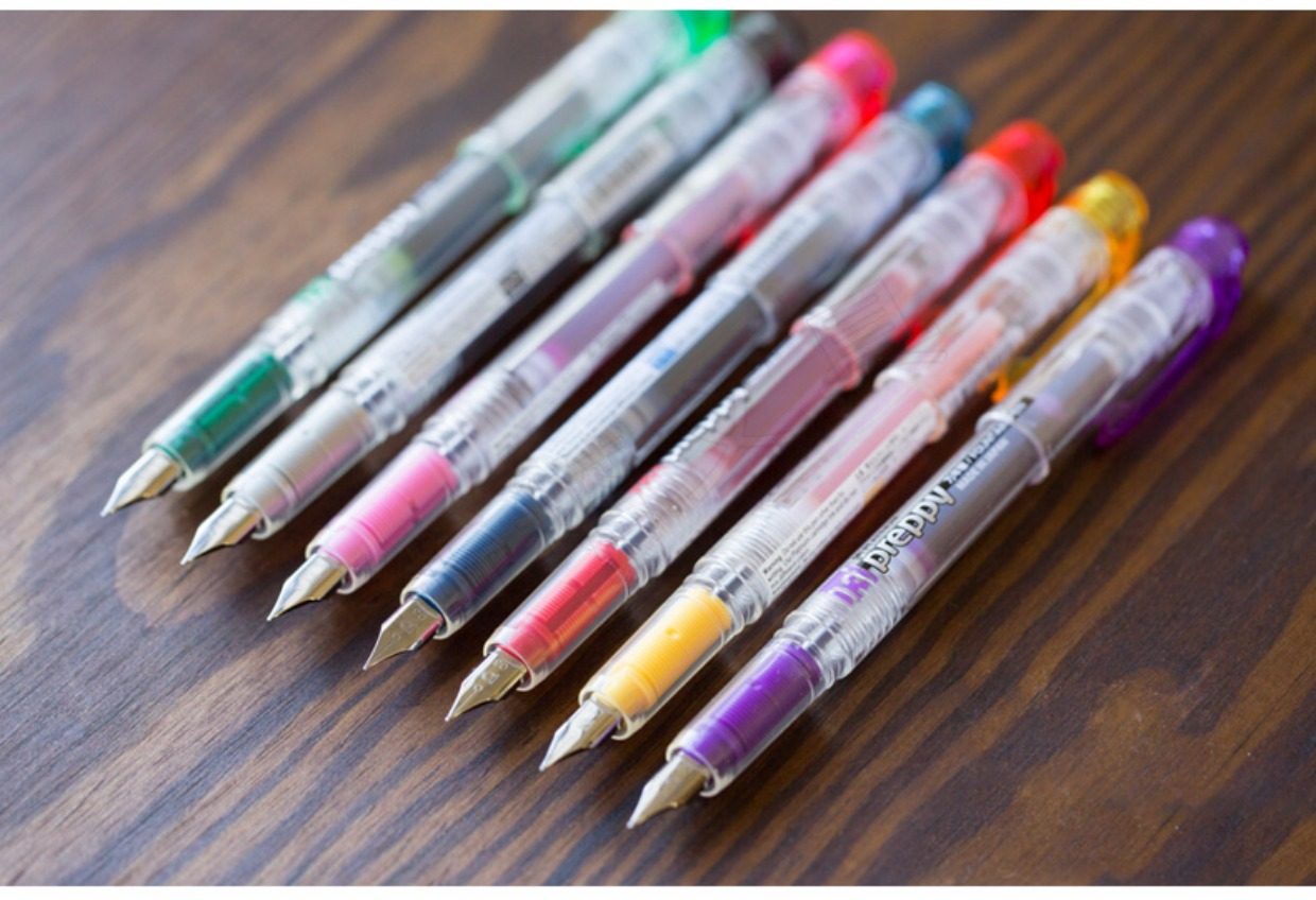 包邮 日本原装进口白金preppy彩色钢笔 万年笔7色选 内含彩色墨胆