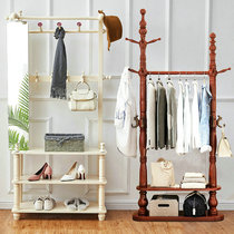 Solid wood cloister shelve type bedroom with mirror double layer shelve hanger rack integrated multifunctional hanging hanger