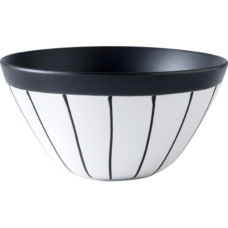 Creative move eat rice bowl to pull rainbow such as bowl bowl of soup bowl, black and white stripe salad bowl contracted household tableware ceramics