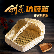 Special offer imitation rattan shoe basket hotel slippers basket with handle shoe-shaped basket shop room shoe basket rattan storage basket