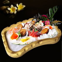Cuisine Pan Seafood Pan Raw Fish Barrel Cutlery Moon Tooth Shaped Sashimi Plate ABS Day Style Wood Sushi Barrel Sushi Tub