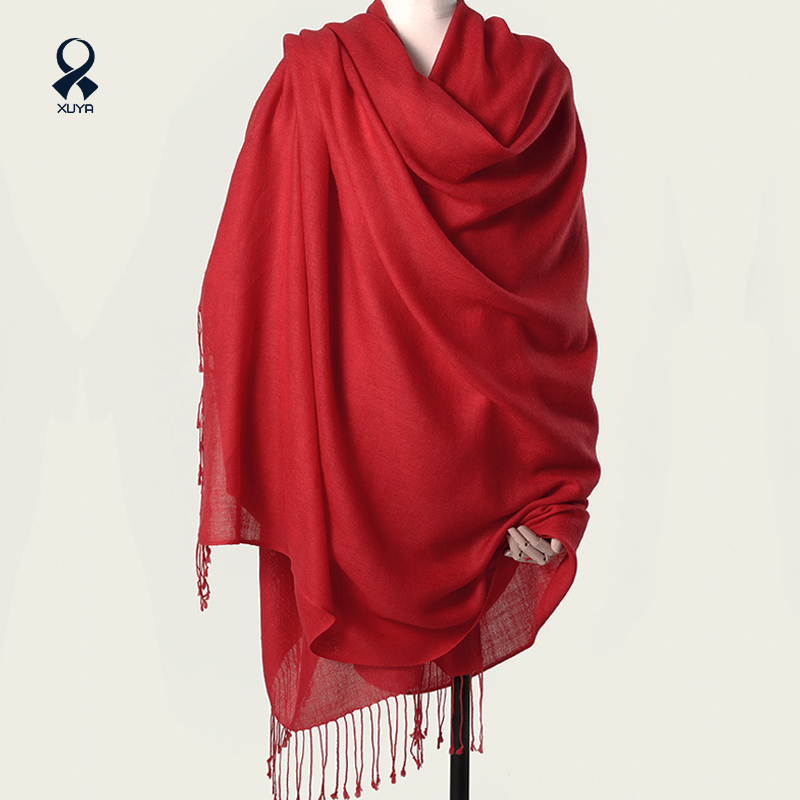 Xuya Pure Color Wool Shawl Female Lengthened Widening Autumn Winter Thin style Warmth Oversize 100 Hitch Fashion Casual Scarves