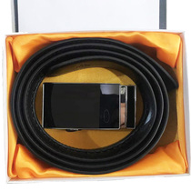 Genuine spot quality genuine cowskin business 3 5cm wide mirror black bottom formal automatic buckle belt