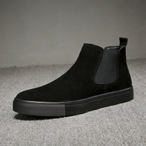 Martin short boots mens high-top trendy shoes black warrior large size 4546 winter plus velvet Chelsea boots leather shoes men 4748