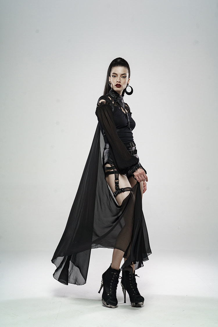 punkrave朋克状态女装配饰品暗夜骑士重金属蝙蝠雪纺飘逸斗篷