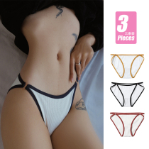 3 dress pure white splicing hollowed-out dancing fitness hot girl sports cotton briefs Girl Triangle Pants Mid Waist