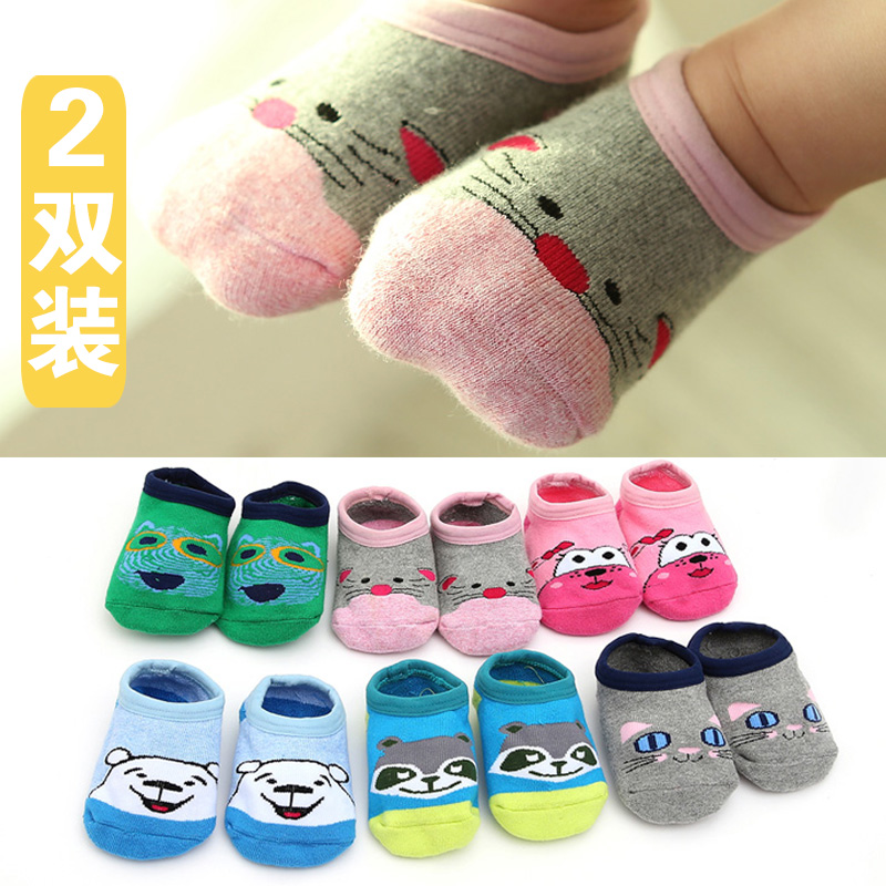 Autumn Winter models Children's floor socks Men and women Non-slip socks Socks Thickened Rubber Bottom Indoor Baby Pure Cotton Gait Socks 