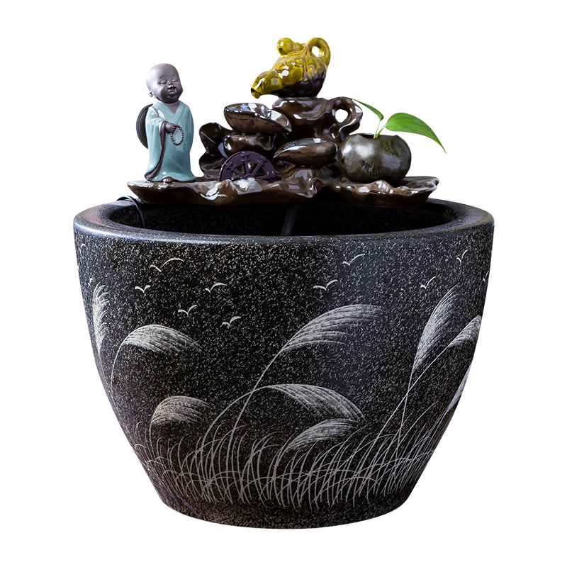 Jingdezhen ceramics aquarium zen water fountain large landing place, a new Chinese style household club house decoration