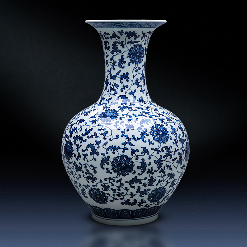 Jingdezhen ceramics archaize large blue and white porcelain vase landed home sitting room TV ark adornment restoring ancient ways furnishing articles