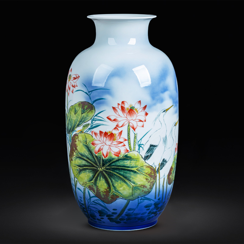 Jingdezhen ceramics hand - made lotus flower vase landed large new sitting room adornment of Chinese style household furnishing articles furnishing articles