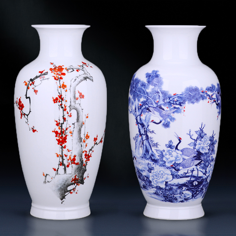 Jingdezhen ceramics vase large landing name plum flower arrangement sitting room TV ark adornment of Chinese style household furnishing articles