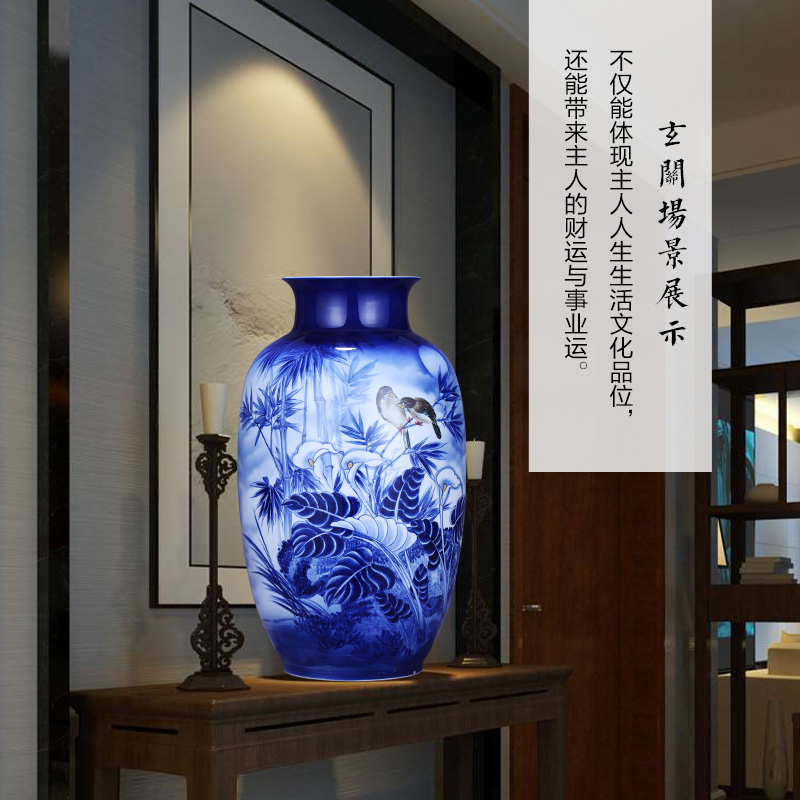 Jingdezhen ceramics hand - made of blue and white porcelain vase landed large expressions using bottles home sitting room adornment is placed