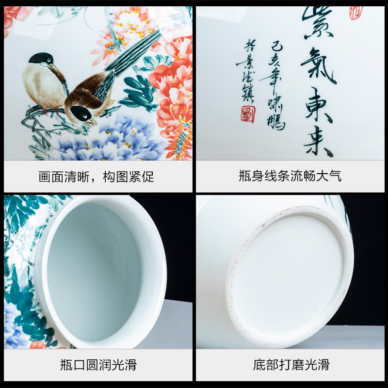 Jingdezhen ceramics hand - made painting of flowers and big new Chinese style household decorative vase sitting room decoration shop furnishing articles