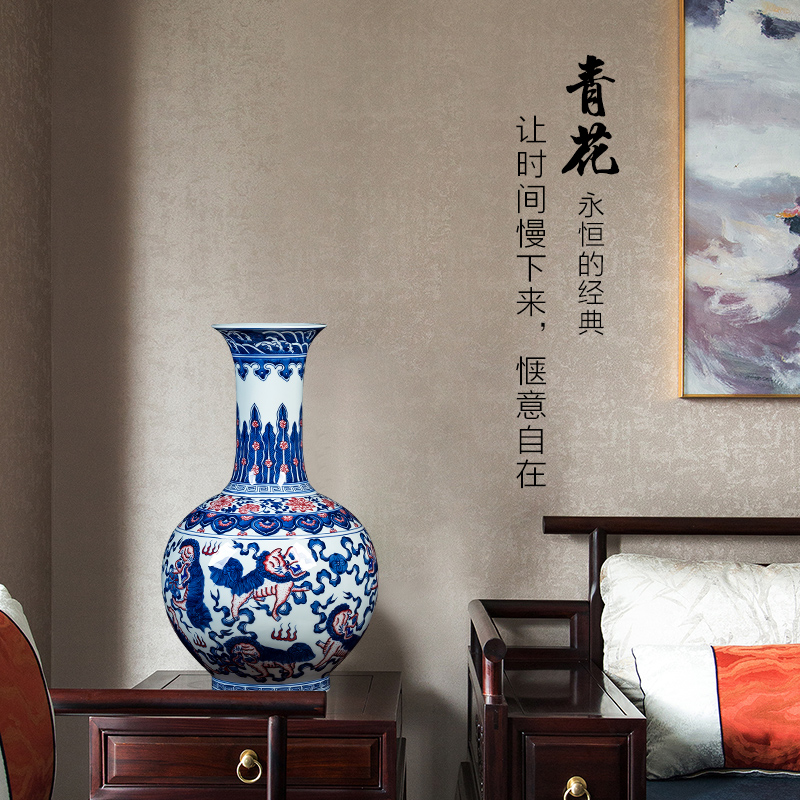 Jingdezhen ceramics hand - made porcelain of antique Chinese blue and white porcelain vase qianlong sitting room flower arranging furnishing articles of handicraft