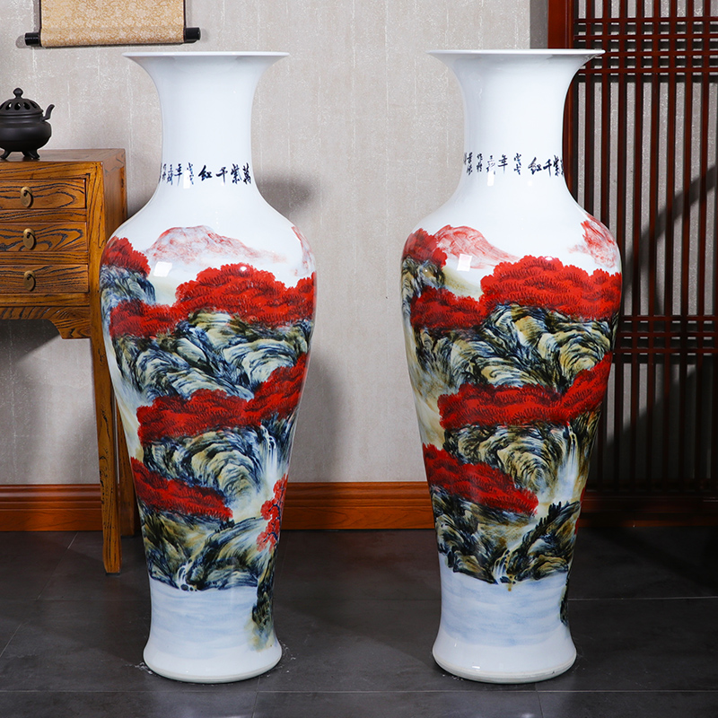 Jingdezhen ceramics hand - made heavy ground vase large - sized high hotel adornment of the sitting room of Chinese style household furnishing articles
