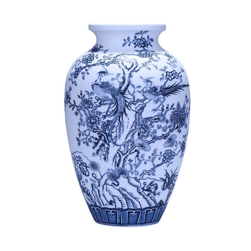 Jingdezhen ceramics vase hand - made frosted flower arranging furnishing articles creative Chinese style household adornment of blue and white porcelain vases