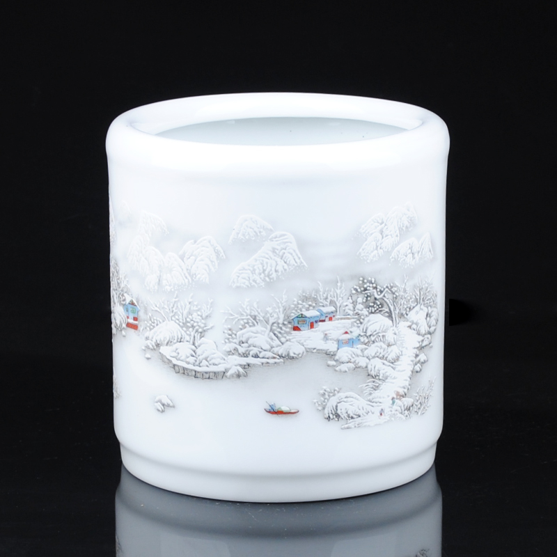 Jingdezhen porcelain brush pot receive four treasures of the study of modern Chinese style desk study desk furnishing articles ornaments