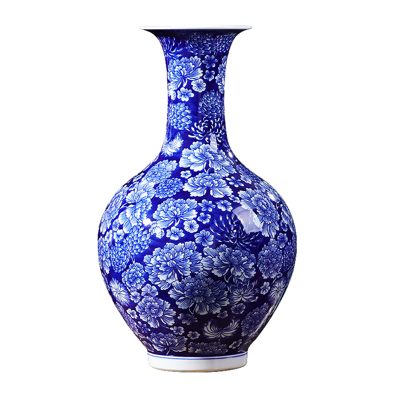 Jingdezhen ceramics antique flower is blue and white porcelain vases, new Chinese style household living room TV ark adornment furnishing articles