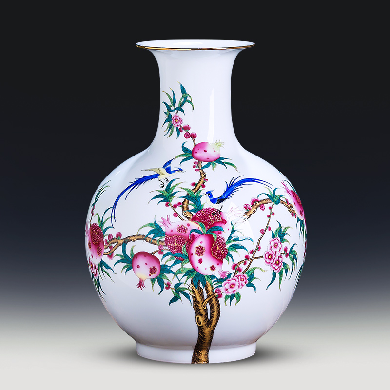 Jingdezhen ceramics powder enamel thin foetus vase sitting room of Chinese style household porcelain of TV ark, flower adornment furnishing articles