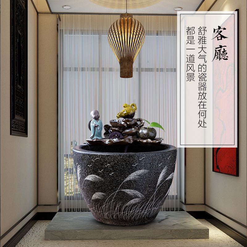 Jingdezhen ceramics aquarium zen water fountain large landing place, a new Chinese style household club house decoration