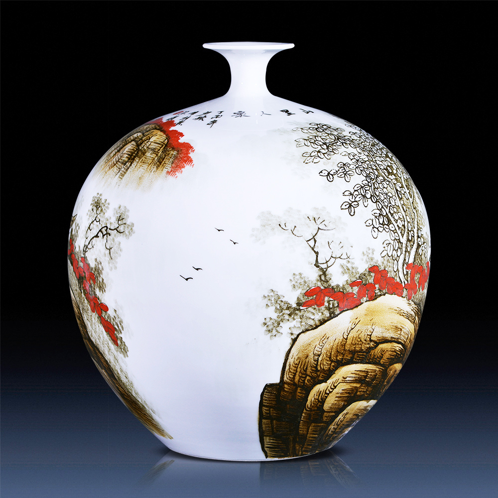 Jingdezhen ceramics glaze color hand - made under ground vase pomegranate bottles of large landscape bottle Chinese style living room furnishing articles