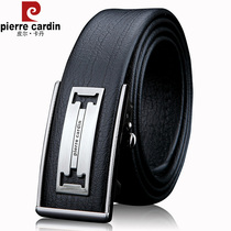 Pierre Cardin mens belt leather automatic buckle belt youth whole pure cowhide business leisure middle-aged belt