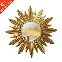 European American living room wall hanging sun god decorative porch mirror background wall large art mirror large duplex