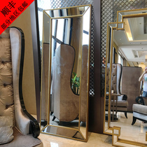 European-style full-body floor mirror dressing mirror home wall hanging luxury large mirror living room clothing store fitting mirror high and thin