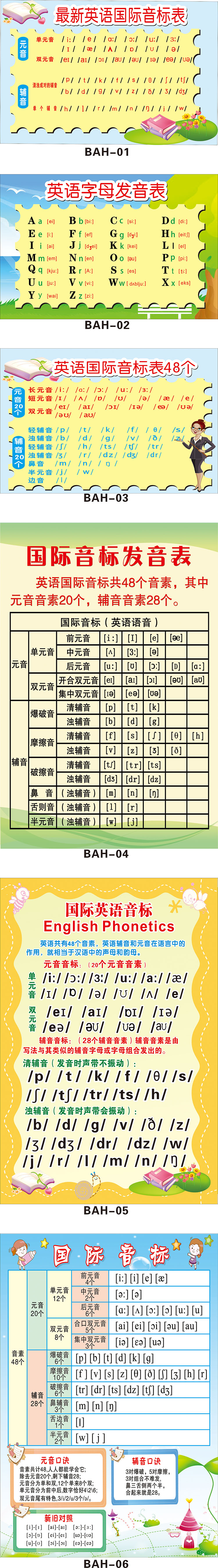 最新国际音标发音表对照表班级教室布置墙贴英语学习海报挂图展板