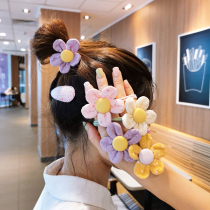 Korean version of hipster beautiful flower head rope tie hair band hair net red sweet leather case headgear