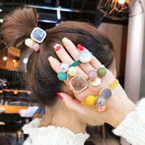 Korean rhinestone square personality head rope net red hair rope tie hair band head ring Hairband female headwear hair accessories