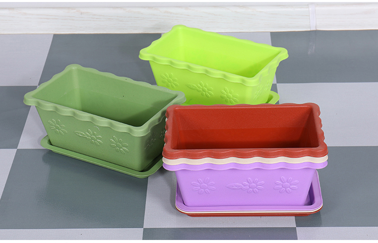 Бесплатная доставка с высокой экологической творческой творческой цветочной горшкой Пластик Толстый длинный квадратный большой цветочный горшок с балконом цветы и растительный слот для посадки