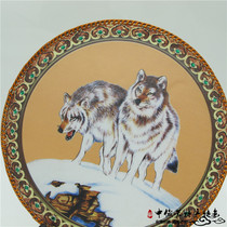 Inner Mongolia Handmade Leather Painting Featured Handicraft Round Drawing Bracket Painting Office Furnishing Commemorative Gift Decorations Disc