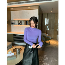 ADA MISS autumn and winter new 16-pin semi-high collar slim tight-fitting bottoming sign all wool sweater women