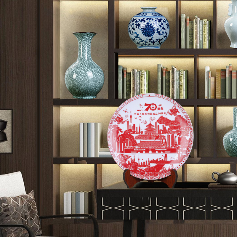 Anniversary of jingdezhen ceramics hang dish sat dish rich ancient frame, the decoration wine ark, adornment handicraft furnishing articles to the living room