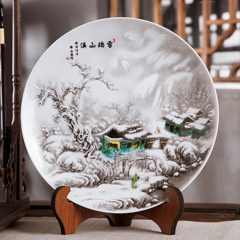 Jingdezhen ceramics furnishing articles household decorations hang dish of Chinese arts and crafts wine khe sanh snow decorative plate