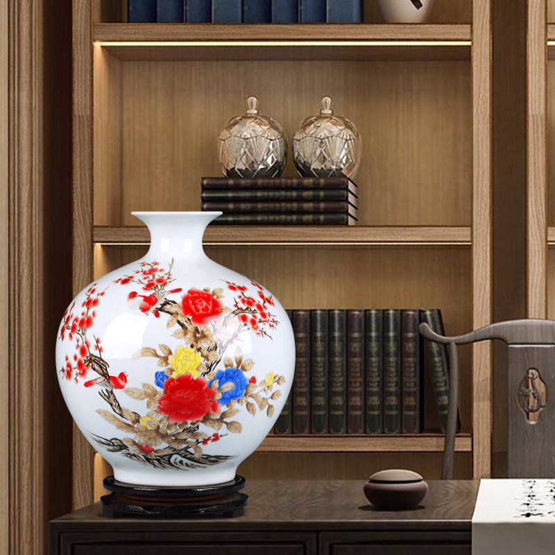 Jingdezhen ceramics powder enamel vase furnishing articles sitting room flower arrangement in modern Chinese style household decorative arts and crafts