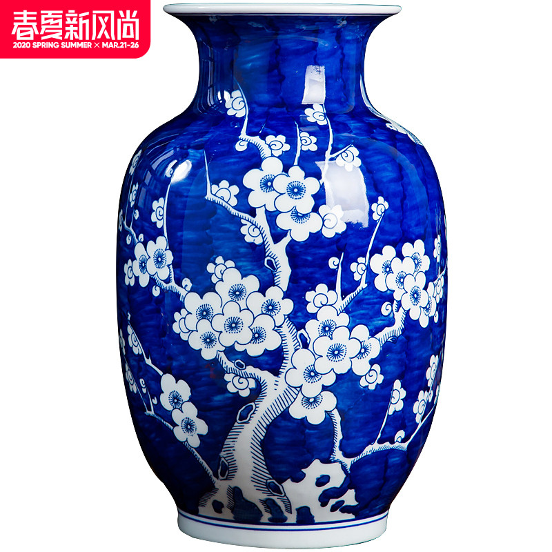 Jingdezhen ceramics by hand antique blue and white porcelain vases, flower arranging new Chinese style living room home furnishing articles