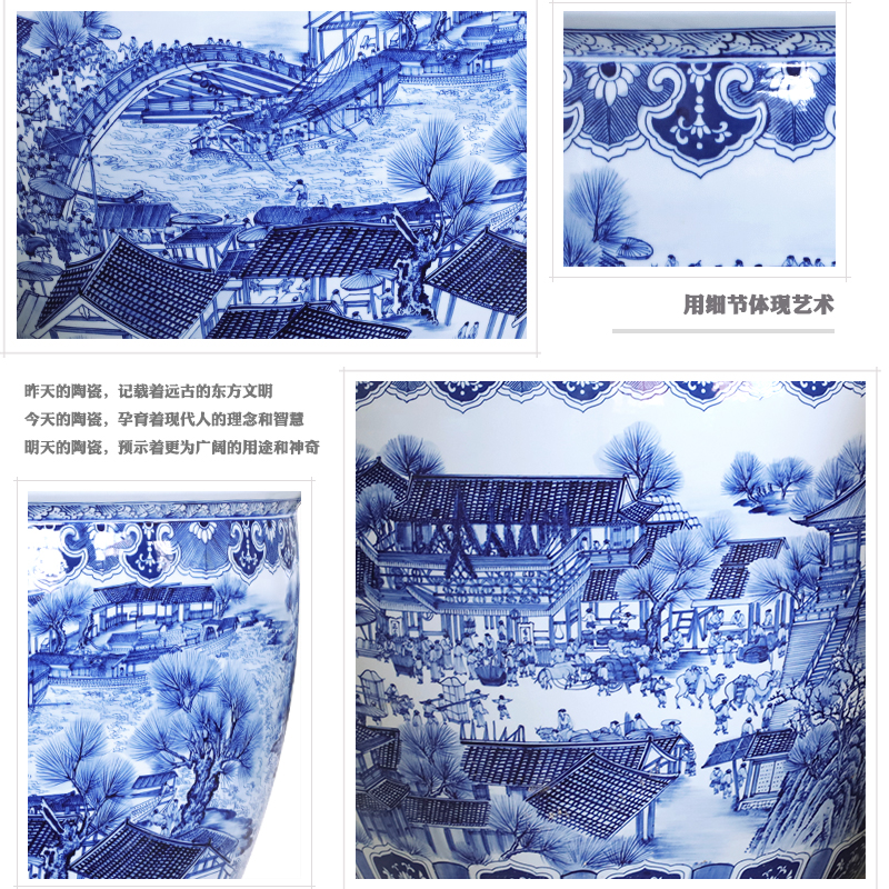 Blue and white ceramic packages mailed to heavy tank 1 m 2 tank porcelain jar water lily basin big bowl lotus lotus cylinder cylinder cylinder tortoise