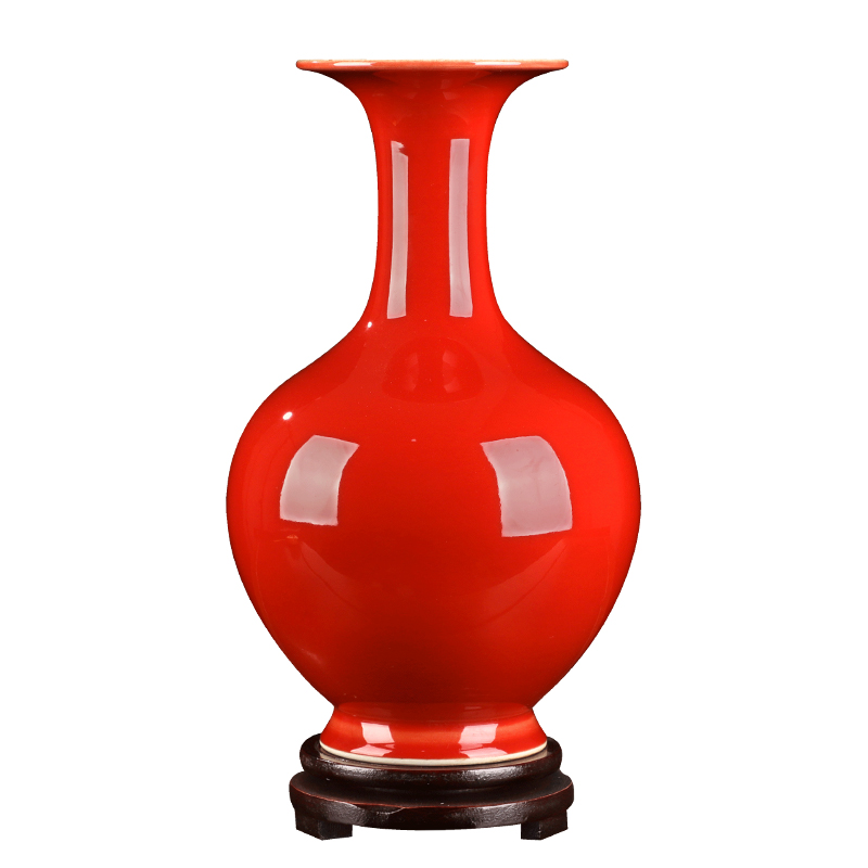 Jingdezhen ceramics China red red glaze vase flower arranging all new Chinese style household wedding sitting room adornment is placed