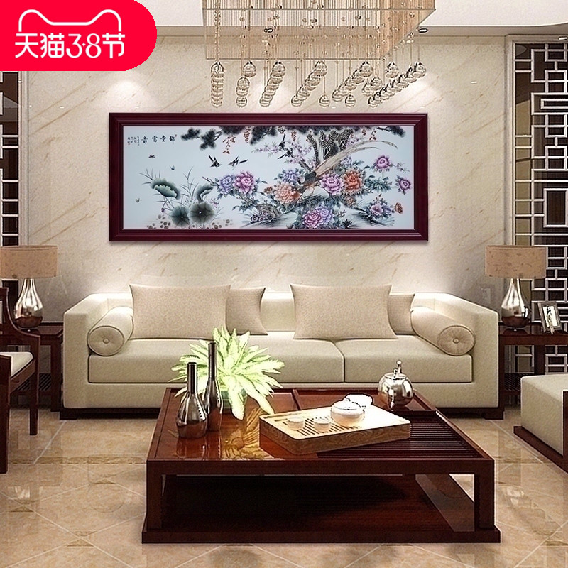 Jingdezhen ceramic central scroll landscape porcelain plate painting the mural wall act the role ofing sitting room wall hanging glaze color rich on fertility